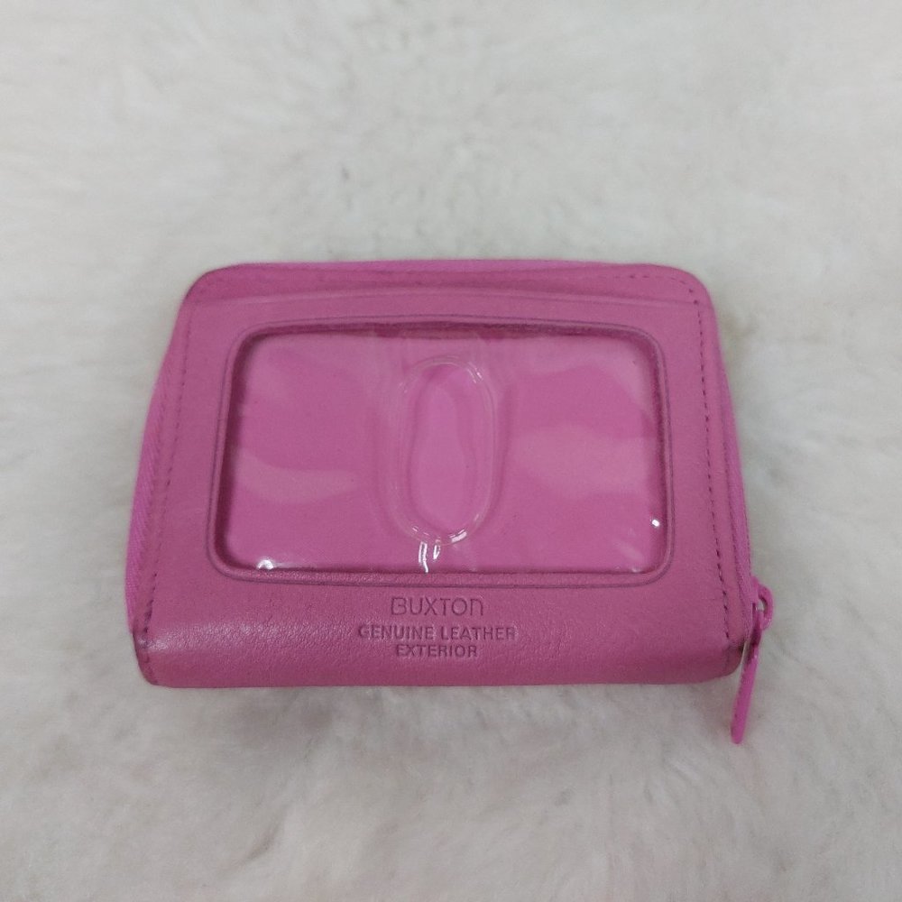 Buxton Women's Pink Genuine Leather Exterior Short Wallet/Cards Holder